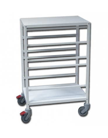 Carrello di servizio ospedaliero per vaschette e cestelli “ISO” (vuot9) - cm 65x47x100h