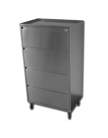 Carrello portastrumenti in acciaio inox per sala operatoria - 4 cassetti - cm 60x40x110h