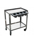 Carrello inox AISI 304, cassetto in plastica diviso in 4 scomparti, 2 ripiani - cm 70x50x82h