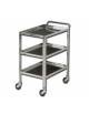 Carrello medicazione inox con maniglia e 3 ripiani con bordi (3,5 cm) su 4 lati - cm 70x50x82h