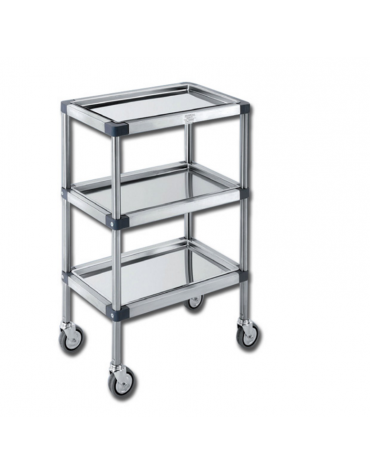 Carrello medicazione in acciaio inox, TER Plus, con vassoi removibili - cm 49x30x78h