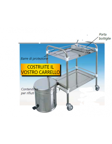 Barre di protezione (per un ripiano) per carrello medicazione  piccolo (codice DN27857).