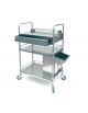 Carrello medicazione inox, 3 ripiani, cestino rifiuti, reggi bottiglie, 4 rotelle - cm 79x50x120h