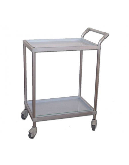 Carrello medicazione in lega leggera anodizzata speciale, con ripiani amovibili inox - cm 65x45x80h