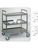 Carrello inox AISI 304 con 2 piani a vasca stampati saldati - per trasporto pesante - portata 300 kg - cm 108x61x93h