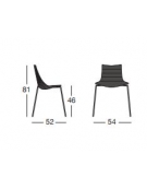 Sedia in acciaio e scocca in policarbonato trasparente - cm 54x52x81h