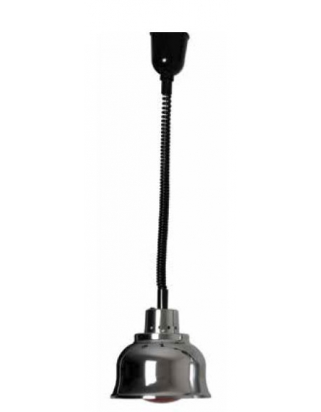 Lampada infrarossi riscaldante sospesa a soffitto - Altezza regolabile - Colore acciaio cromato o rame - cm Ø 22,5