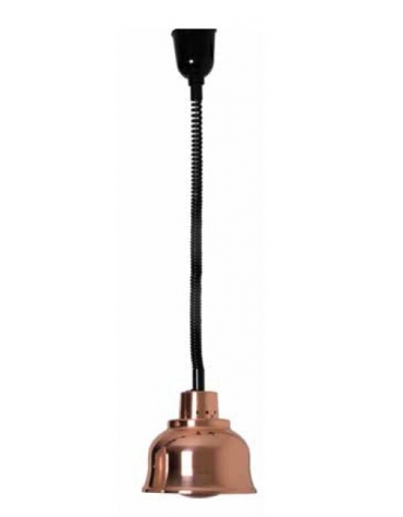 Lampada infrarossi riscaldante sospesa a soffitto - Altezza regolabile - Colore acciaio cromato o rame - cm Ø 22,5