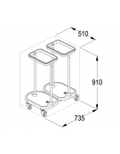 Carrello da biancheria con apertura a pedale - 2 sacchi - rotelle pivottanti
