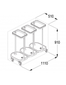 Carrello da biancheria con apertura a pedale - 3 sacchi - rotelle pivottanti