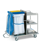 Carrello biancheria ospedaliero in acciaio inox - 4 ruote - 4 paraspigoli -3 sacchi -  cm 135x65x102h