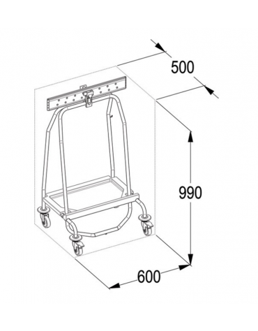 Carrello in acciaio inossidabile ideale per trasportare un sacco da 70 litri (non incluso)