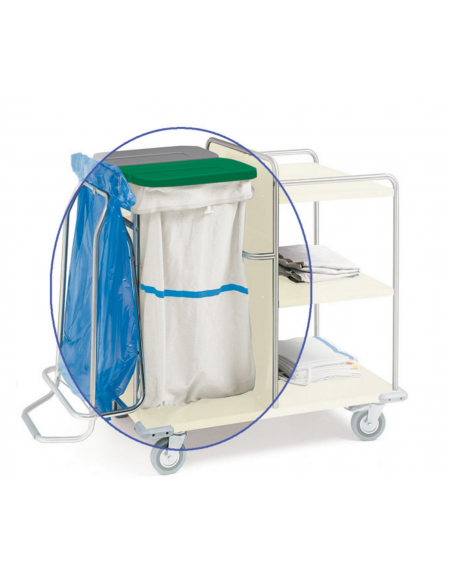 Sacco per carrelli lavanderia in tessuto sintetico bianco con striscia blu - cm 57X103h Sacco per carrelli lavanderia in tessuto sintetico bianco con striscia blu - cm 57X103h
