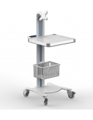 Carrello ospedaliero multifunzione - 1 maniglia, 1 ripiano e supporto per monitor - cm 47x42x79h