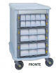 Carrello farmacia double face - 3 ampi cassetti su un lato - 22 cassetti monodose sull'altro lato -- cm 92x59x81h