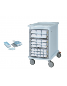 Carrello farmacia double face - 3 ampi cassetti su un lato - 30 cassetti monodose sull'altro lato -- cm 92x59x81h