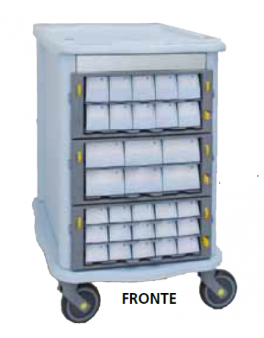 Carrello farmacia double face - 31 cassetti monodose su entrambi i lati - cm 92x59x81h