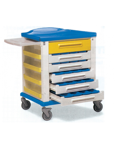 Carrello portamedicinali - piccolo - con 20 divisori a 3 scomparti - cm 82x64x100h