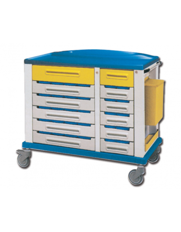 Carrello portamedicinali - piccolo - con 30 divisori a 3 scomparti - cm 1150x64x100h