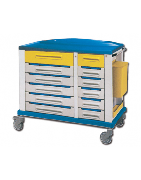 Carrello portamedicinali - piccolo - con 30 divisori a 3 scomparti - cm 1150x64x100h