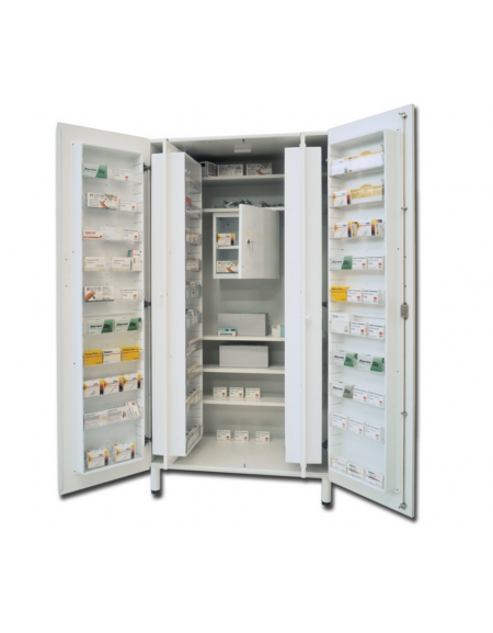 Armadio portafarmaci in melamina - bianco, 60 scomparti e 5 ripiani regolabili - cm 100x60x195h
