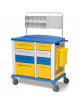 Carrello medicazione in acciaio verniciato e finiture esterne in plastica - 8 cassetti - 4 ruote in gomma - cm 102x64x100h