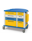Carrello portamedicinali in acciaio verniciato e finiture esterne in plastica - 8 cassetti - 4 ruote in gomma - cm 115x64x100h