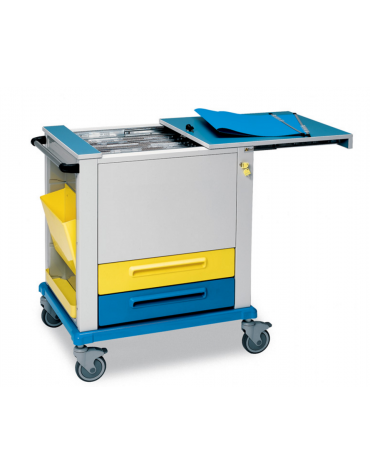 Carrello portacartelle in acciaio verniciato e plastica tecnopolimerica - cm 82x64x100h