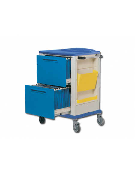 Carrello portacartelle in acciaio verniciato e plastica tecnopolimerica - 2 cassetti grandi - cm 82x64x115h