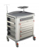 Carrello emergenza piccolo - cm 76x71,4x102,2 -con un porta defibrillatore/monitor girevole e asta porta flebo regolabile in alt