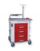 Carrello emergenza - 4 cassetti - asta portaflebo, porta defibrillatore, tavola per massaggio cardiaco - cm 77,5x71x92h