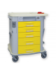 Carrello emergenza amagnetico, colore giallo, 5 cassetti con ruote amagnetiche, senza sistema di blocco - cm 77,5x71x92h