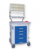Carrello medicazione, blu con 5 cassetti , cassetti superiori a 11 scomparti e 6 vassoi - cm 77,5x71x92h