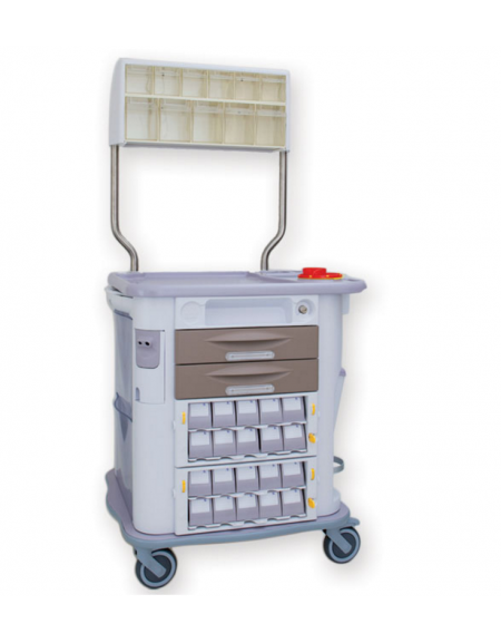 Carrello monodose, marrone, 2 cassetti- 2 cassette monodose (10 cassettini ognuna) - cm 77,5x71x92h Carrello monodose, marrone, 2 cassetti- 2 cassette monodose (10 cassettini ognuna) - cm 77,5x71x92h
