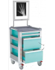 Compact kart con negativoscopio a LED, 2 cassetti piccoli e 2 portacartelle - colore turchese - cm 44x48x43,8h
