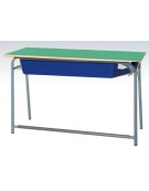 Banco biposto con poggiapiedi e sottopiano polipropilene colorato - STRUTTURA Ø mm.28 - CM 120X50X76H - GRANDEZZA 6