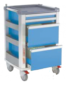 Carrello multifunzione con 2 cassetti small e 2 portacartelle - colore azzurro -  cm 44x48x43,8h