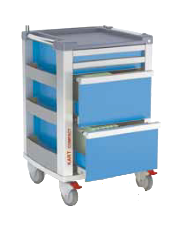 Carrello multifunzione con 2 cassetti small e 2 portacartelle - colore azzurro -  cm 44x48x43,8h