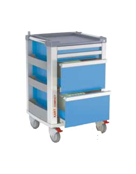 Carrello multifunzione con 2 cassetti small e 2 portacartelle - colore azzurro -  cm 44x48x43,8h