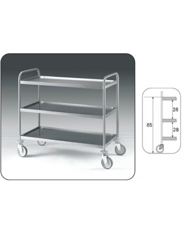 Carrello inox con piani stampati, versione smontabile