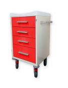Carrello ospedaliero utility - in acciaio - top in tecnopolimero con bordo - vari colori - cm 60x50x100h