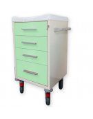 Carrello ospedaliero utility - in acciaio - top in tecnopolimero con bordo - vari colori - cm 60x50x100h