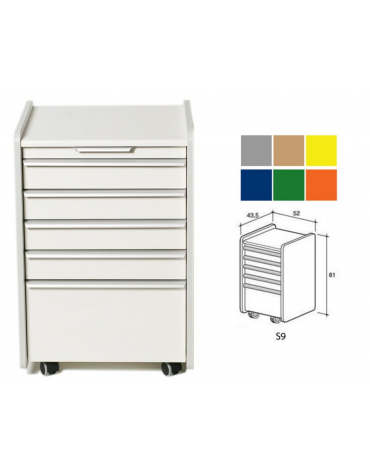 Cassettiera S9 per piani di lavoro ospedaliero - colore a scelta -  cm 52x43.5x81h