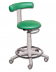 Sgabello in acciaio inox da laboratorio- con anello poggiapiedi - colore verde Vancouver - altezza regolabile cm 53/66