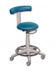 Sgabello in acciaio inox da laboratorio - con anello poggiapiedi - colore blu Chicago - altezza regolabile cm 53/66