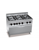 Cucina a gas 6 fuochi ALTA POTENZA con forno a gas MAXI - cm 120x70x85/90h