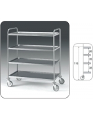 Carrello inox con N° 4 Piani stampati - cm 89x59x126h