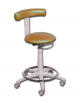 Sgabello in acciaio inox da laboratorio - con anello poggiapiedi - colore arancio Amsterdam - altezza regolabile cm 53/66