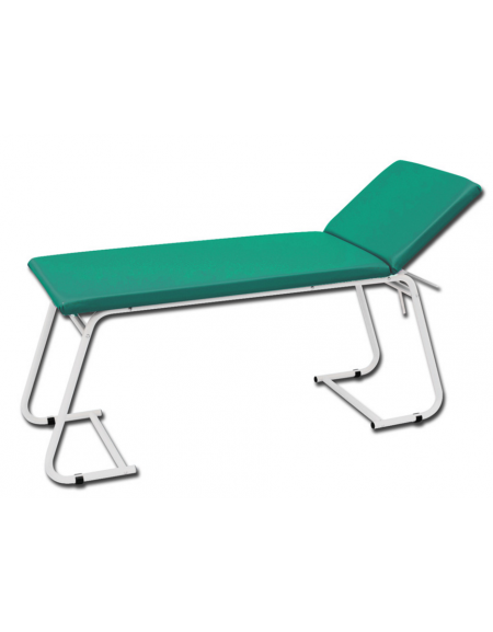 Lettino da visita medica con telaio in acciaio bianco - colore verde - cm 180x61x75h