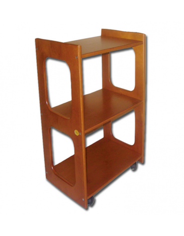 Carrello in legno di ciliegio a 3 ripiani per lettini in legno - cm 50x40x77h